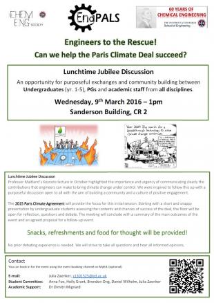 Chemical Engineering Jubilee Lunchtime discussion poster